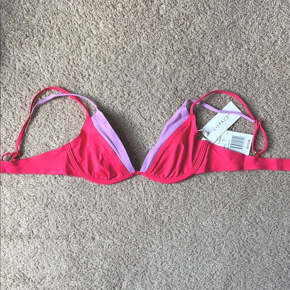 L*Space Pink and Lavender summer Bikini Top for Bathing Suit